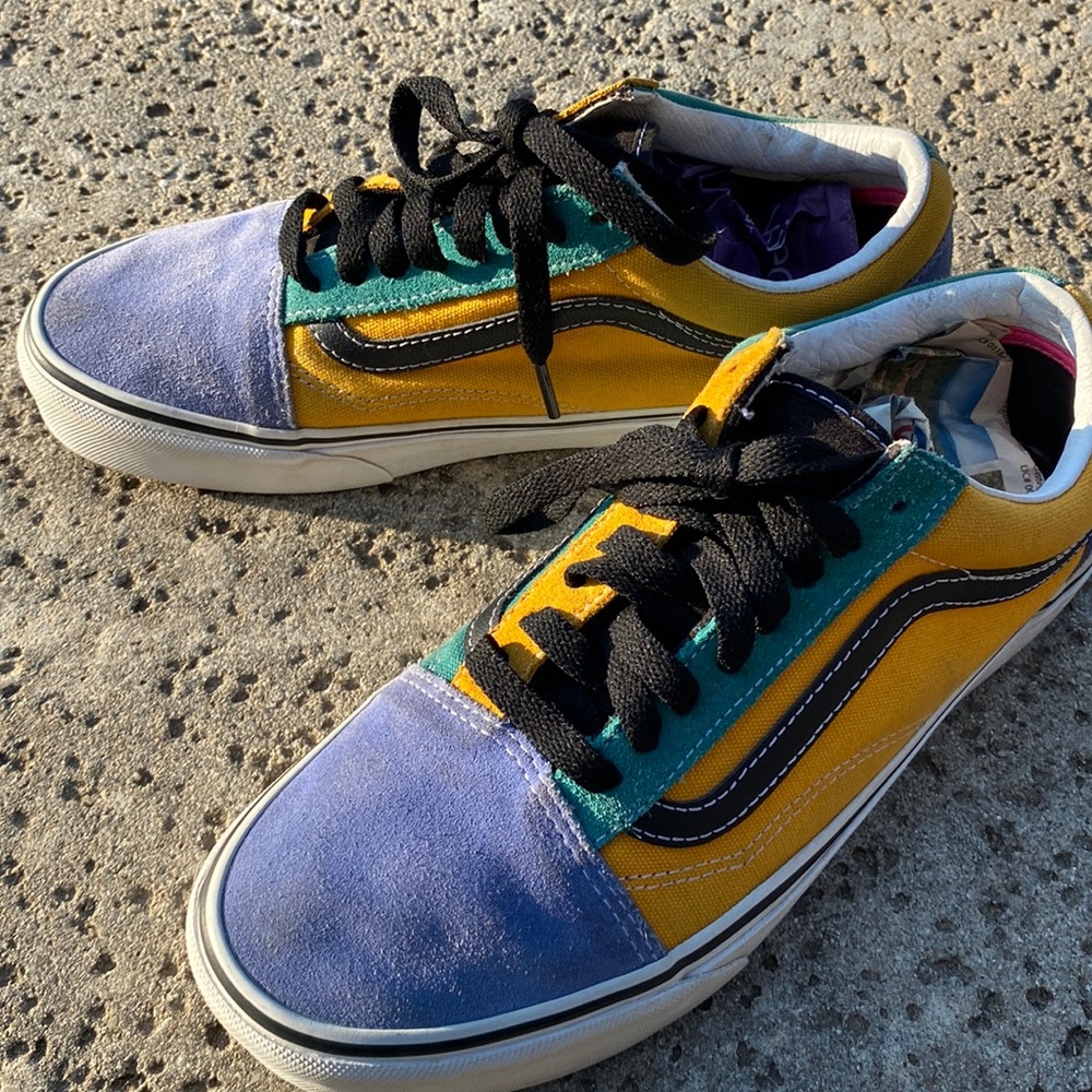 Retro old School multi color vans sz 7 men 8.5 woman shoes